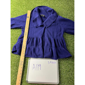 Karen Kane Blue Cotton Cashmere Cardigan Sweater Large